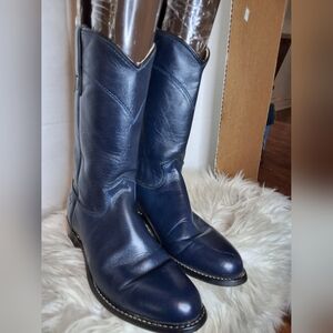 Roy Cooper Made In USA Blue Leather Cowboy Boots 6.5